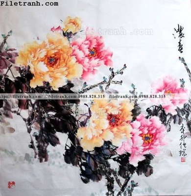 File tranh hoa mau don ve tay 197 (file gốc) chuẩn màu in