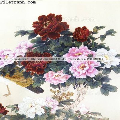 File tranh hoa mau don ve tay 198 (bản gốc) treo quán cafe