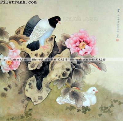 File ảnh hoa mau don ve tay 204 (gốc) cho trang trí nhà hàng