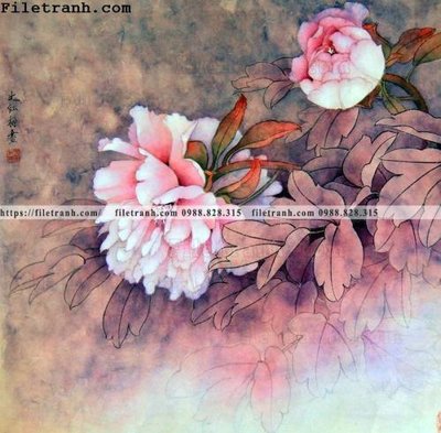 File gốc hoa mau don ve tay 246 (in lụa) họa tiết 3D