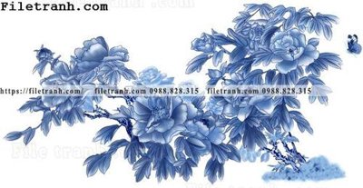 File gốc hoa mau don ve tay 296 (in tráng gương) ốp tường