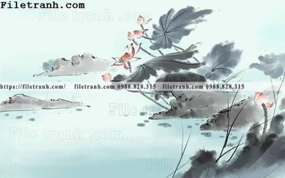 File tranh hoa sen mau nuoc 135 (gốc) in film
