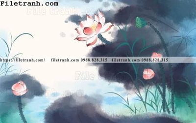 File in ấn cao cấp hoa sen mau nuoc 185 (file gốc)