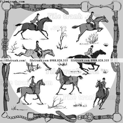 Download file gốc hoa tiet ngua Hermes 1527 (in lụa) tranh 3D