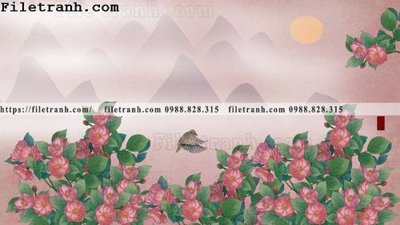 File PSD in ấn hoa va chim hien dai tranh dung 128 (chất lượng cao)