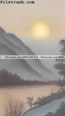 File gốc phong canh tranh son dau ve tay 152 (in lụa) trang trí tường