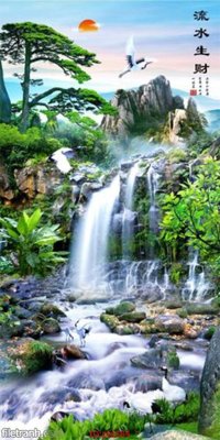 File gốc File phong thủy đứng thác nước PTD364 (in 3D) nghệ thuật