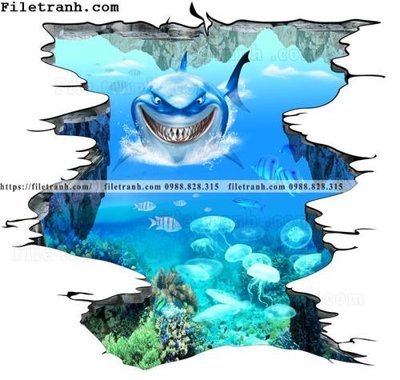 File in mica tranh 3D the gioi duoi nuoc dai duong 105 (bản gốc) làm vách ngăn