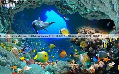 File tranh in trần tranh 3D the gioi duoi nuoc dai duong 117 (ảnh gốc siêu nét)