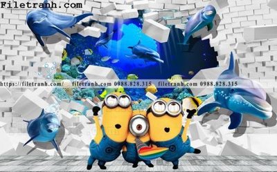 File gốc tranh 3D the gioi duoi nuoc dai duong 139 (in lụa) trang trí tường