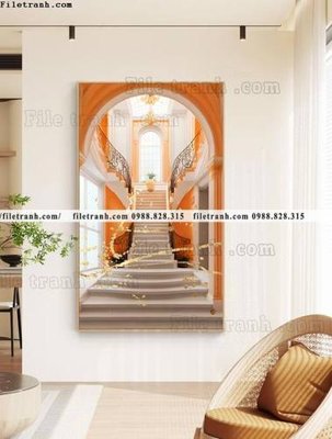 Hình ảnh file gốc in lụa tranh bac thang loi vao 3d 500