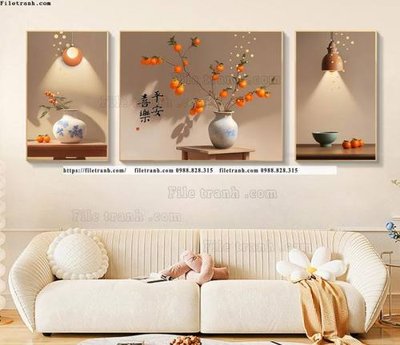 File PSD tranh bo 3 binh hoa kieu moi hien dai 502 (gốc) tách lớp chi tiết