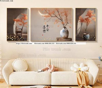 File tranh tranh bo 3 binh hoa kieu moi hien dai 506 (bản gốc) in canvas