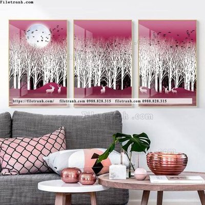 File in mica tranh bo 3 tam pha le guong 645 (bản gốc) siêu trong