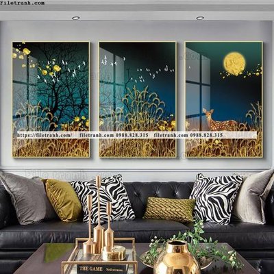 File tranh tranh bo 3 tam pha le guong 684 (gốc) in vải canvas