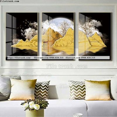 File tranh tranh bo 3 tam pha le guong 695 (file gốc) chủ đề phong thủy