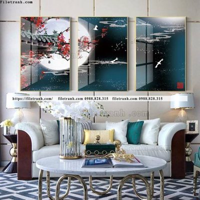 Tải file tranh bo 3 tam pha le guong 724 (gốc) chủ đề hoa sen