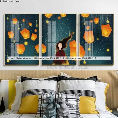 File tranh gốc tranh bo 3 tam pha le guong 793 chủ đề hiện đại