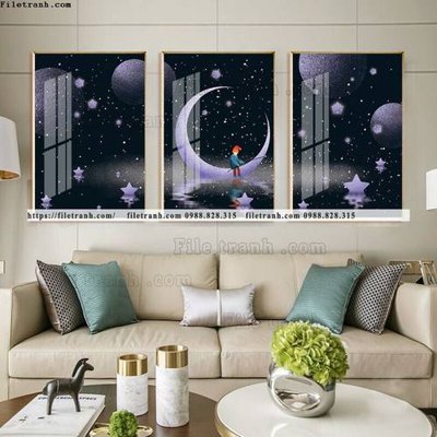 File tranh tranh bo 3 tam pha le guong 858 (bản gốc) in canvas