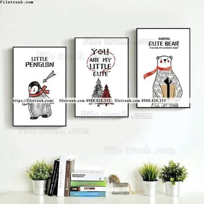 File ảnh tranh bo 3 tranh hoat hinh tre em ngho nghinh 557 (gốc) in decal dán tường