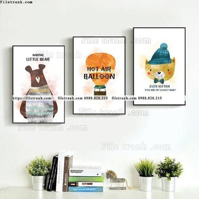 File tranh tranh bo 3 tranh hoat hinh tre em ngho nghinh 559 (ảnh gốc) cho in ấn kỹ thuật số