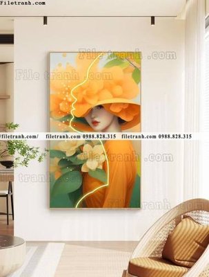 File tranh tranh chan dung co gai truu tuong 512 (bản gốc) in lụa 3D