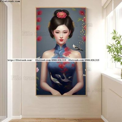 File PSD tranh chan dung co gai truu tuong 521 (bản gốc) đã tách nền