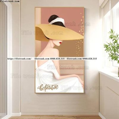 File tranh tranh chan dung co gai truu tuong 546 (bản gốc) in lụa 3D