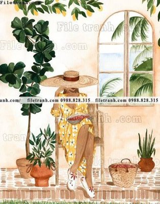 File tranh gốc tranh co gai truu tuong bac au 601 (bản quyền) file PSD