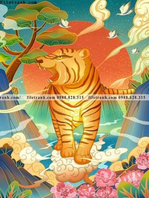 File gốc tranh con ho 520 (in tráng gương) ốp tường