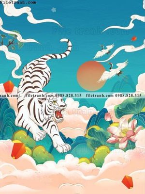 File tranh tranh con ho 528 (bản gốc) in lụa 5D