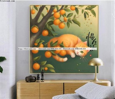 File tranh tranh con meo duoi goc cay dep 502 (ảnh gốc) không bị mờ