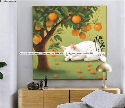 File gốc tranh con meo duoi goc cay dep 506 (trang trí) phòng làm việc