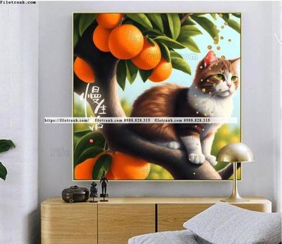 Tải file tranh tranh con meo duoi goc cay dep 519 (ảnh gốc) ngay