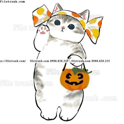 File tranh PSD tranh con meo ve tay 611 chất lượng cao