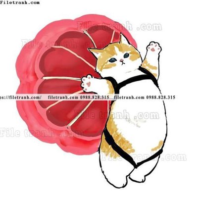 File gốc tranh con meo ve tay 612 (in lụa) họa tiết 3D