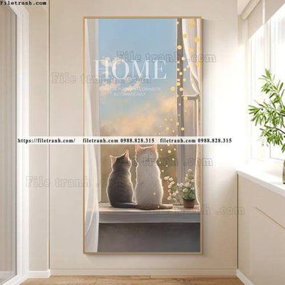 File gốc tranh con meo ve tay ben cua so 504 (ảnh chi tiết) để in ấn