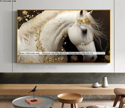 Chi tiết file ảnh tranh con ngua trang 1 minh tuyet dep 503 sắc nét