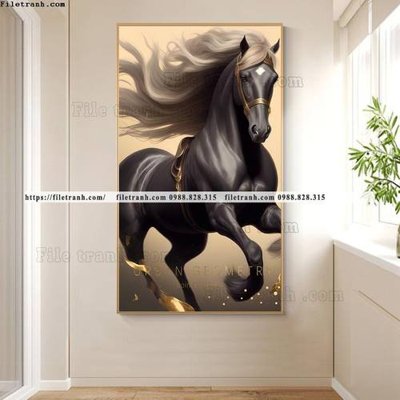 File gốc tranh con ngua trang 1 minh tuyet dep 510 (in lụa) trang trí tường