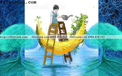 Tải file tranh dan hoat hinh phong tre em ve tay 205 (gốc) in tranh tráng gương