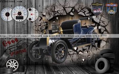 File tranh tranh dan tuong xe may o to co dien 205 (ảnh gốc) độc quyền