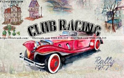 File tranh tranh dan tuong xe may o to co dien 224 (bản gốc) in lụa 3D