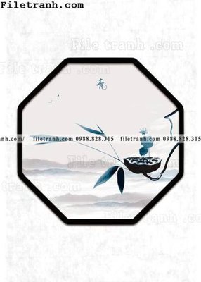 File tranh gốc tranh hieu ung ba chieu tron phong cach Trung Quoc 114 (bản quyền) file PSD