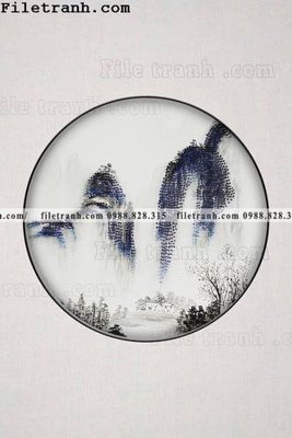File tranh tranh hieu ung ba chieu tron phong cach Trung Quoc 224 (bản gốc) in lụa 3D