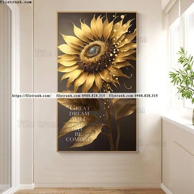 File tranh tranh hoa 5d la vang 505 (bản gốc) in lụa dán tường