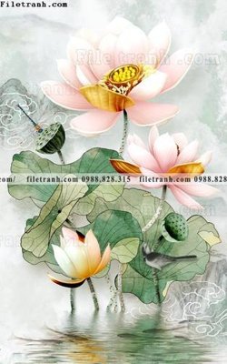 File tranh gốc tranh hoa sen hien dai 3d 500 (bản quyền) độc đáo