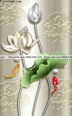 File tranh tranh hoa sen hien dai 3d 501 (file gốc) chủ đề phong thủy
