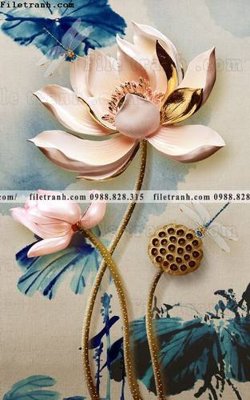 Tải file gốc in lụa tranh hoa sen hien dai 3d 502 siêu nét
