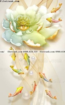 File tranh gốc tranh hoa sen hien dai 3d 506 (bản quyền) độc đáo