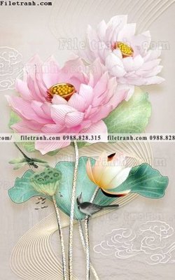 File tranh gốc tranh hoa sen hien dai 3d 507 (bản đẹp) độc quyền